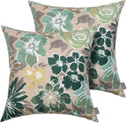 Magpie Fabrics Patio Pillow with Insert 18"x18", Set of 2, Fade-Resistant Outdoor Indoor Cushion Decorative Throw Pillow Decoration for Couch Garden Furniture - Green Floral