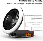 Portable Travel Fan Light, Rechargeable 12000mAh Camping Light, with Carring Bag, Silent Max 24 Hours Endurance, 2000LM 3 Lights Modes 2700K/4000K/6500K, for Vacation Outdoor Tent Light Camping