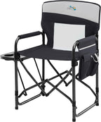 Camping Chairs Directors Chair with Side Table, Mesh Backrest Folding Lawn Chairs with Pocket, Foldable Camp Chair for Outdoor, Picnic, Sports and Fishing, Black