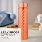 NORMAN JR Copper Water Bottle 550ml - Gift Box of 3, Slim Hammered, an Ayurvedic vessel made of pure copper - helps you drink more water with many health benefits