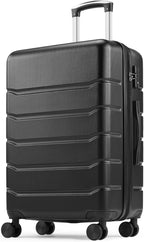 Sweetcrispy Carry on Luggage, Hard Shell ABS Suitcase with Double Spinner Wheels, Lightweight Expandable Rolling Suit Case with TSA Lock, 24 Inch Bronze Black