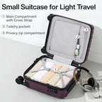 Hanke 14 Inch Underseat Carry On Luggage with Wheels Hard Shell Suitcases Lightweight Small Luggage for Weekender Mini Suitcase Carry On Bag Travel Luggage for Travel Rolling Suitcase.(Purple)