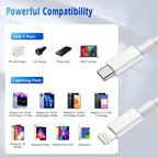 USB C to Lightning Cable [Apple MFi Certified] 2Pack 6FT iPhone Fast Charger Cable Power Delivery Type C Charging Cord Compatible with iPhone 14 13 12 11 Pro Max X XS XR 8 7 6s Plus SE，White