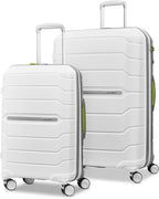 Samsonite Freeform 2-Piece Luggage Set - Carry-On & Large Checked Luggage with Dual Spinner Wheels - Durable Polypropylene Hardshell - TSA Lock, Airline-Approved - Expandable Hard Shell - White/Grey