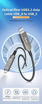 16.4ft/5m USB A to C Fiber Optic Data Cable, 10Gbps Long Distance Data Transfer USB 3.1 A to C, for VR, Camera, PC, Laptop, Webcam, Printer, Webcam etc.