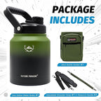 NATURE PIONEOR Insulated Water Bottles with Strap Pouch - 84 oz Stainless Steel Vacuum Bottle with Holder/Carrier/Sleeve - 18/8 Food Grade 84oz Water Jug