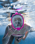 QingSong Full Face Snorkel Mask for Adults, Snorkeling Gear with Camera Mount, 180 Degree Panoramic View Snorkel Set Anti-Fog Anti-Leak