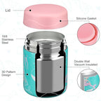12oz Soup Thermo for Hot Food Kids Insulated Food Jar Wide Mouth Lunch Container Leak Proof Stainless Steel Vacuum Bento Box for School Office Travel Outdoors Green-Mermaid