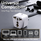 Unidapt US Travel Plug Adapters - UK India EU to US Pin Converter, 3-Pack American Power Plug Adapter, Europe to USA Canada Mexico, Safe Grounded Type B Outlet, 2 in 1 Universal Input Wall Socket