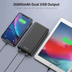 Portable Charger Power Bank 26800mah,Ultra-High Capacity Safer External Cell Phone Battery Pack,2 USB Output High Speed Charging Power bank Compatible with iPhone 16/15/14/13/12 Galaxy Android LG etc