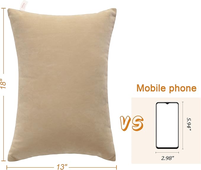 BEDSUM 2 Pack Microfiber Pillows, 13"x18" for Travel, Pets - Soft, Machine Washable Small Pillow for Neck, Wrist, and Knee Comfort, Taupe