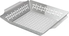 LITTLE GRIDDLE GT-525 Grill Pan and Grill Basket Set, High Sidewalls with Built-in Handles, Stainless Steel & Vented Design - Silver