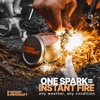 Complete Mini Fire Starting Kit - Waterpoof, Windproof, 5+ Minute Burn - Includes 16 Fire Plugs, Hinged Travel Tin, and Mini Ferro Rod Set