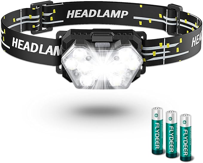 2000 Lumen 9 LED Headlamp, Ultra Bright Head Lamp with 6 Modes, Lightweight Head with Adjustable Strap, IPX5 Waterproof Headlight Great for Camping Hiking, 3 AAA Batteries Included