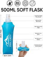 Running Vest Soft Flask, BPA-Free 500ml Collapsible Water Bottle for Hydration Backpack, Folding Running Water Bottle for Running Hiking Cycling Climbing (White, 500 ML)