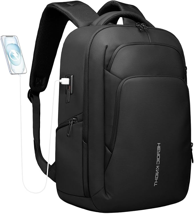 17.3 Inch Laptop Backpack for Travel Work Office College, 30L Water Resistant Casual Daypack, Lightweight Computer Backpack for Men Women, Business Laptop Bag with USB Charging Port - Black