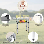 Folding Camping Table, Aluminum 24" x 16" Adjustable Height Small Folding Table with Carrying Handle, Lightweight, Portable Camping Table Waterproof for Outdoor Indoor Picnic Beach BBQ, Silver