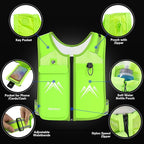 REVALI Zip Reflective Running Vests with Hydration Bottle, Adjustable Waistband & Breathable Material, Chest Pack Gear Phone Holder for Men & Women