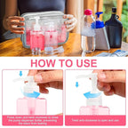 Domensi 12 Pcs 100ml /3.4 oz Pump Bottle Mini Travel Bottles Small Dispenser Containers Plastic Pump Lotion Dispenser Empty Square Travel Size Containers Toiletries (Transparent Pink)