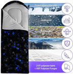 Sleeping Bags for Adults and Kids，3D Printing Camping Sleeping Bag for Girls Boys Lightweight Waterproof Cold/Warm 3-Season，Outdoor Travel with Compression Bags