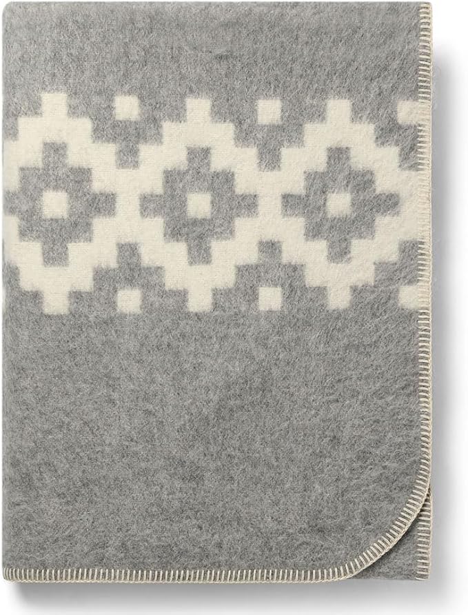 Thick Alpaca Wool Blanket Heavyweight Camping Outdoors Indoors Soft Peru Twin Size Ethnic Design (Soft Gray/Ivory 2, Twin Size)