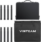 VINTEAM Camping Folding Table with Adjustable Height, Lightweight Portable Outdoor Picnic Table, BBQ Grill Side Table, Durable Aluminum Frame, MDF Desktop for Camping, Fishing, RV, Beach (Black)