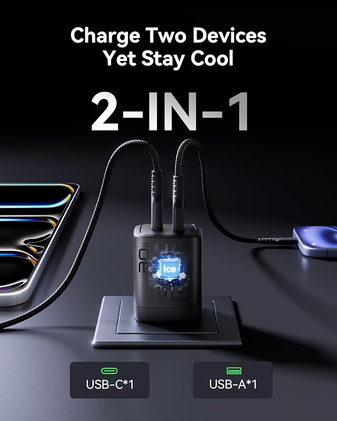 INIU Slimmest 10000mAh 45W PD Fast Charging Portable Charger & 2-Pack 30W PD Fast Charging, [USB-C + USB-A] Wall Charger Combo