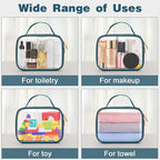 Wedama TSA Approved Toiletry Bag, 4 Pack Clear Makeup Bags with Handles, Quart Size Clear Toiletry Bags, PVC Cosmetic Bags for Women and Men, Carry on Airport Airline Compliant Bag, Til Blue