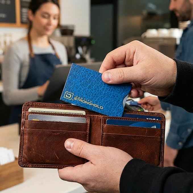 RFID Blocking Credit Card Sleeve Protectors – USA Made Slim Wallet Inserts for Credit Cards, Debit Cards & ID Protection (16, Leather Look)