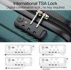 Hanke 16 Inch Underseat Carry on Luggage with Wheels,Small Hard Shell Suitcases for Weekender,Tsa Approved Lightweight Travel Luggage Suitcase for Womem Men,Blackish Green.