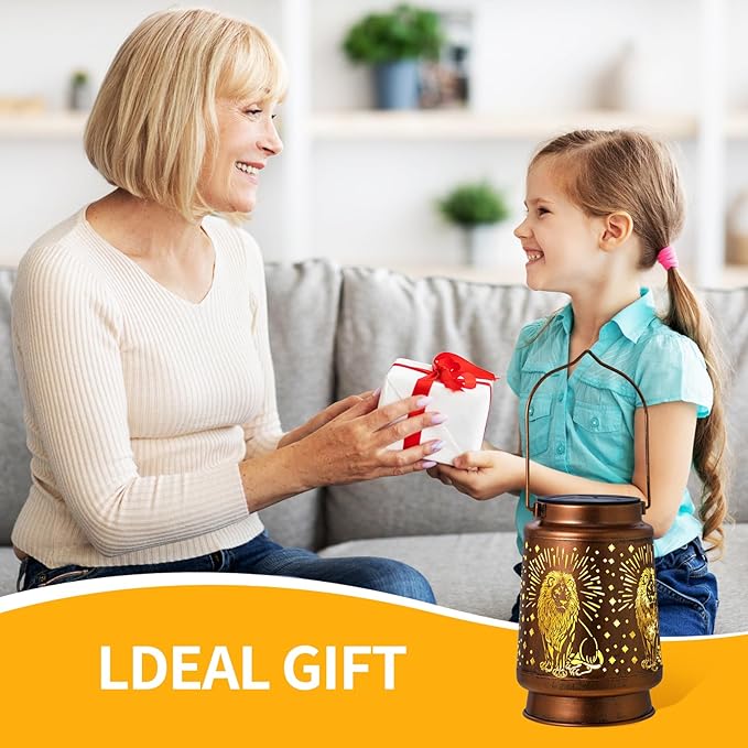 Solar Lanterns Outdoor Waterproof Lion Garden Decorations Gifts for Women Gifts for Mom Grandma Birthday Gifts Hanging Solar Lanterns Outdoor for Garden Decoration, Patio, Lawn, Pathway