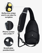 WATERFLY Small Hiking Sling Bag: Crossbody Sling Backpack Chest Bag Daypack for Men Women with Skin-Friendly Shoulder Strap
