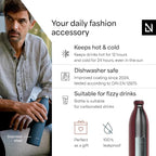 LARS NYSØM Stainless Steel Insulated XL Water Bottle 12 oz 17 oz 25 oz 34 oz 51 oz | Insulated Thermo Flask for Hot and Cold Beverages | Leakproof Drinking Bottle (Berry Red, XL 50.7 oz)