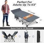 ABORON Camping Cot for Adult 28" Extra Wide, 2PK Heavy-Duty 1200D Oxford Cot for Sleeping, Portable Folding Camp Bed with Mat & Carry Bag
