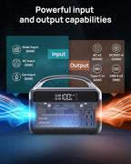 Portable Power Station 300W (600W Peak), 192Wh (60,000mAh) Solar Generator, LiFeP04 Battery with AC Outlets, 5.5LB Power Bank for Outdoor Camping, Traveling, Home & Emergency (Solar Optional)