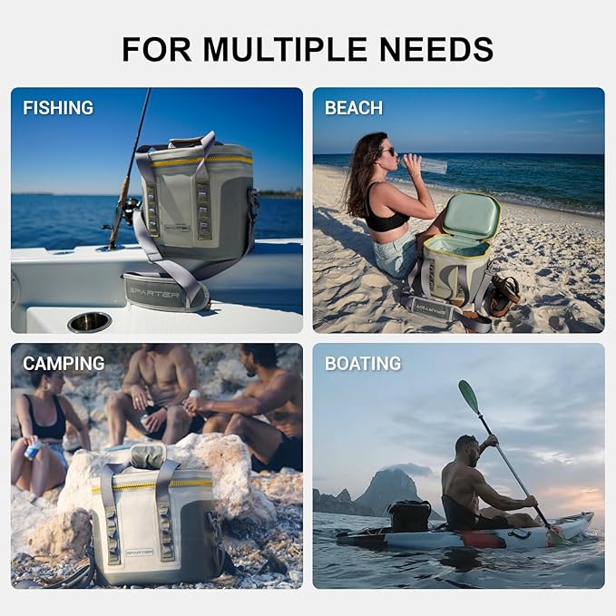 Portable Soft Cooler 12 Cans, IP68 Tizip Leak-Proof Zipper for Camping, Fishing, Beach, Outdoors Insulated Ice Chest with Reusable Ice Pack