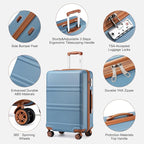 Kono Suitcase Set 3 Piece Luggage Set Expandable(only 28") Carry On Hardside Luggage with TSA Lock Spinner Wheels (Apricot Blue, 6 piece set)
