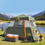 3/4 Person/6 Person Camping Tent Fast Cabin Tent with Instant Setup Tent, Weatherproof Tent Easy Quick Set Up & Pop Up in 60 Seconds with Rainfly Backpack for Family Camping,Upgraded Ventilation