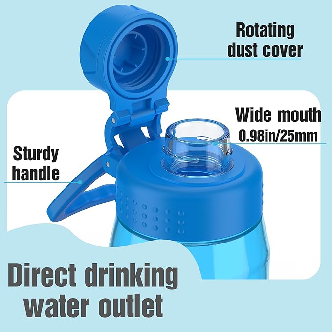 Water Bottle 32oz, clear water bottle with Spout Lid and Carry Handle, Reusable, Tritan, BPA Free, Hiking Water Bottle Suitable for Travel, Outdoors, Gym, Travel, Home, School (Blue)