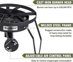 Bestfire 16" Single Propane Burner Camping Stove with 4 Feet High Pressure 0-20 PSI Gas Burner Adjustable Hose 200,000 BTU for Frying, Camping, Home Brewing and Turkey Frying
