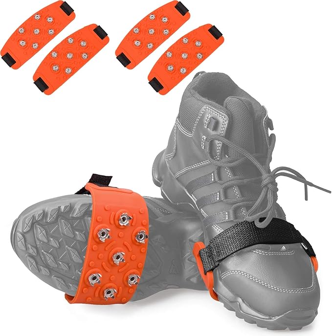 Crampon Traction Cleats Anti-Skid Traction Grips Crampons Spikes 7 Point Cleats for Footwear for Walking, Jogging, Hiking, Mountaineering Ice Snow Grips