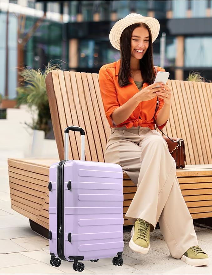 Tolino Luggage 2 Piece（20in/24inch Expandable Luggage Hardshell PC+ABS Leopard Suitcase with Spinner Wheels TSA Lock, Lightweight Rolling Suitcase for Women
