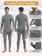 romision Thermal Underwear for Men Long Johns Fleece Lined Hunting Gear Bottom Top Set Base Layer for Cold Weather Gift