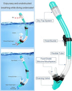 Snorkeling Gear for Adults Men Women,4 in 1 Snorkel Set with Panoramic View Diving Mask Anti-Fog Anti-Leak,Dry Top Snorkel,Fins and Travel Bag for Swimming,Snorkeling and Travel Diving