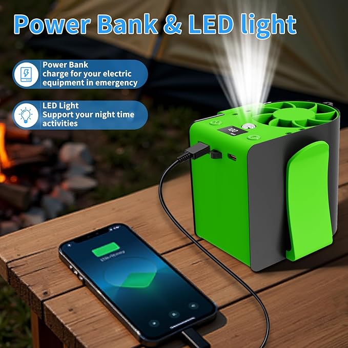 Portable Waist Fan Brushless Rechargeable 15000mAh, 7 Speeds 15000RPM Strong Airflow Clip On Belt Fans, Wearable Neck Fan for Outdoor, Jobsite, Travelling, Warehouse - Max 32H Runtime