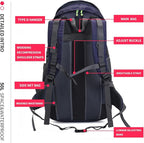 Bseash 50L Hiking Backpack, Water Resistant Lightweight Outdoor Sport Daypack Travel Bag for Camping Climbing Skiing Cycling (Dark Purple - With Shoe Compartment)