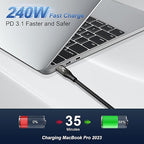 ZIKNYDO 8K/4K for Thunderbolt 4 Cable 10FT/3m, 40Gbps Data Transfer, 240W USB4 Cable, USB C Monitor Cable, for Thunderbolt 3, iPhone 16 Series, SSD, MacBook, eGPU, iPad, Displays, Laptops