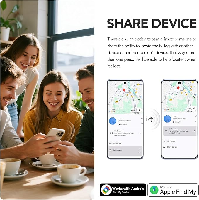 Air Trackers -4 Pack: Bluetooth Tracker Tag, Item Finder Works with Find My App, Trakcer Tag Locator for Your Keys, Wallet, Luggage, Backpack, and More. (Black-4-Dual, 4)