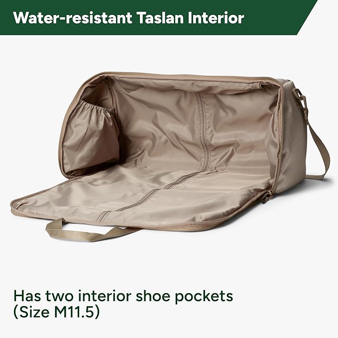 Halfday Convertible 2-in-1 Garment Duffel Weekender Bag 40L: Wrinkle-Free Travel (Hanging Suit Compartment, Shoe Pockets, Trolley Sleeve), Durable & Water-Resistant Carry-on, Stone