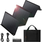 Portable Solar Panel – 60W Foldable Solar Panels with 5V USB and 18V DC for Camping,Cell Phone,Tablet and 5-18V Devices – Compatible with Solar Generators Power Stations